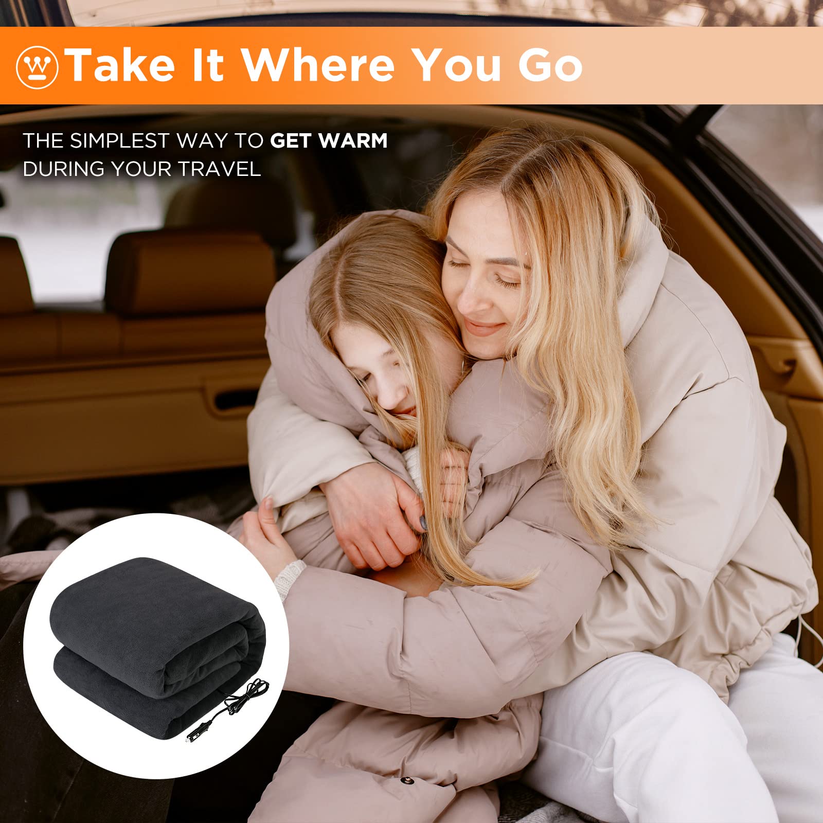 Westinghouse blanket ideal for camping and road trips as extra heat.