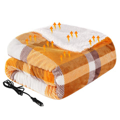 Westinghouse heated car blanket in orange buffalo plaid for chilly drives