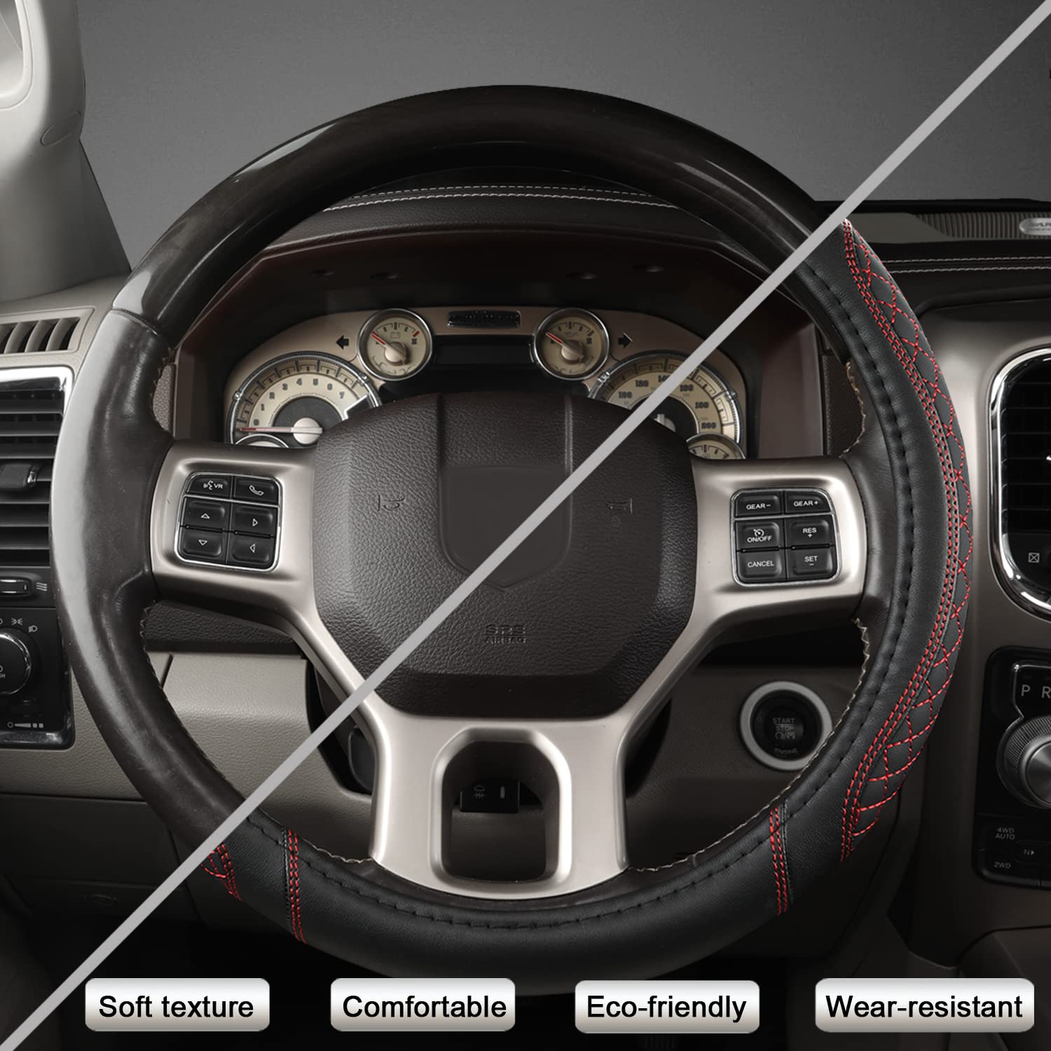 West Llama microfiber leather steering cover combines soft feel with durability.