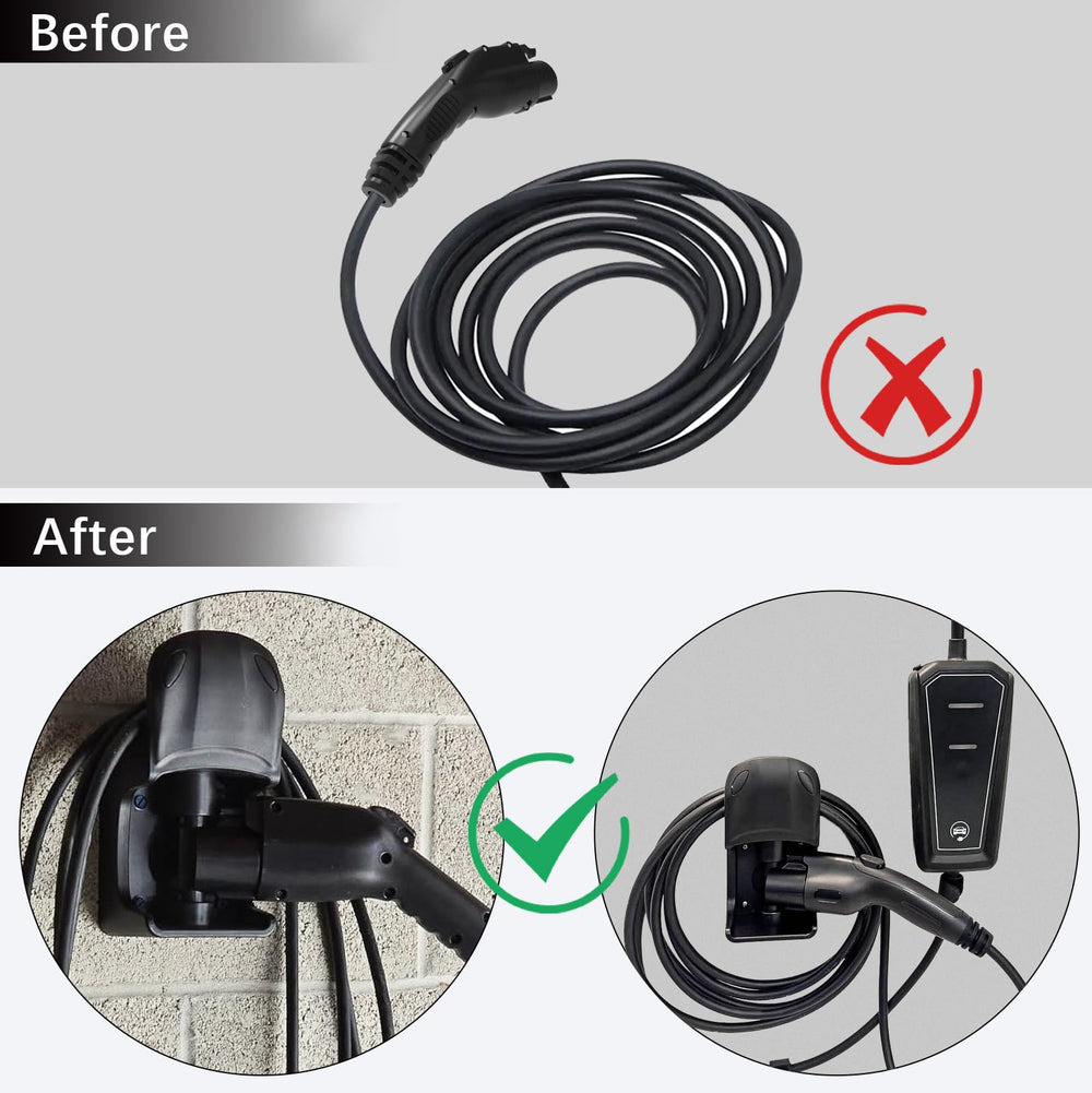 Westsaim charger holder securely grips J1772 head and socket in storage