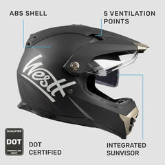Westt helmet dual visor slider for quick light changes