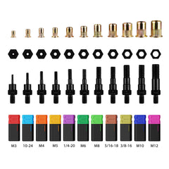 WETOLS mandrels collection showing 11 sizes for versatile nut installation