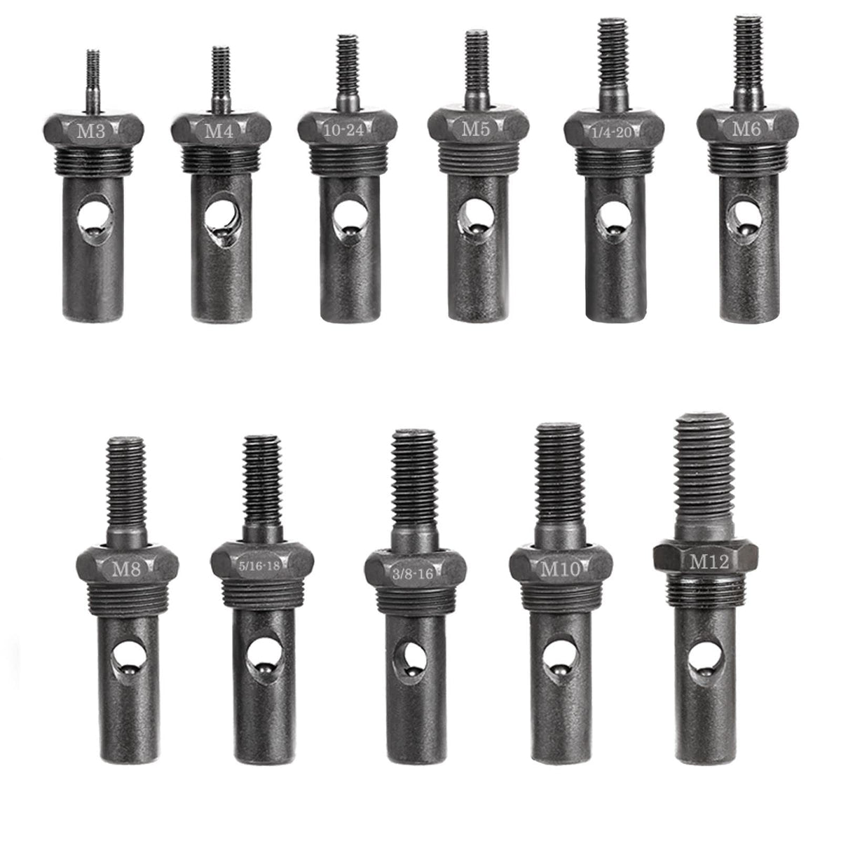 WETOLS rivet nut mandrels in labeled packaging for quick size selection