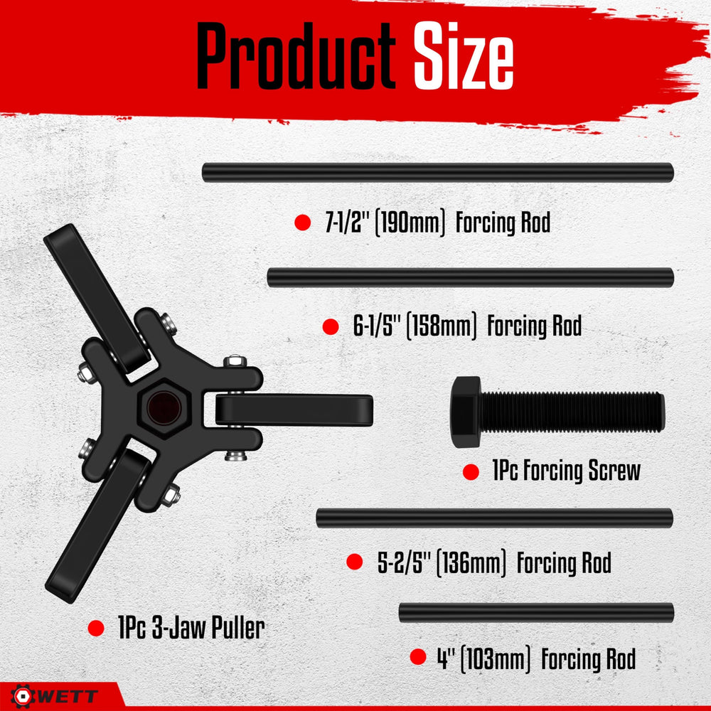 WETT Harmonic Balancer Puller forcing screw engages smoothly for controlled, low-resistance operation