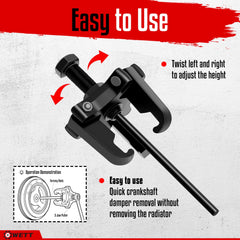 WETT Harmonic Balancer Puller 5-2-5in rod improves leverage in tight spaces