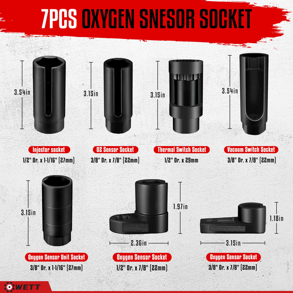 WETT o2 socket 22mm 3-8dr compact design improves access.