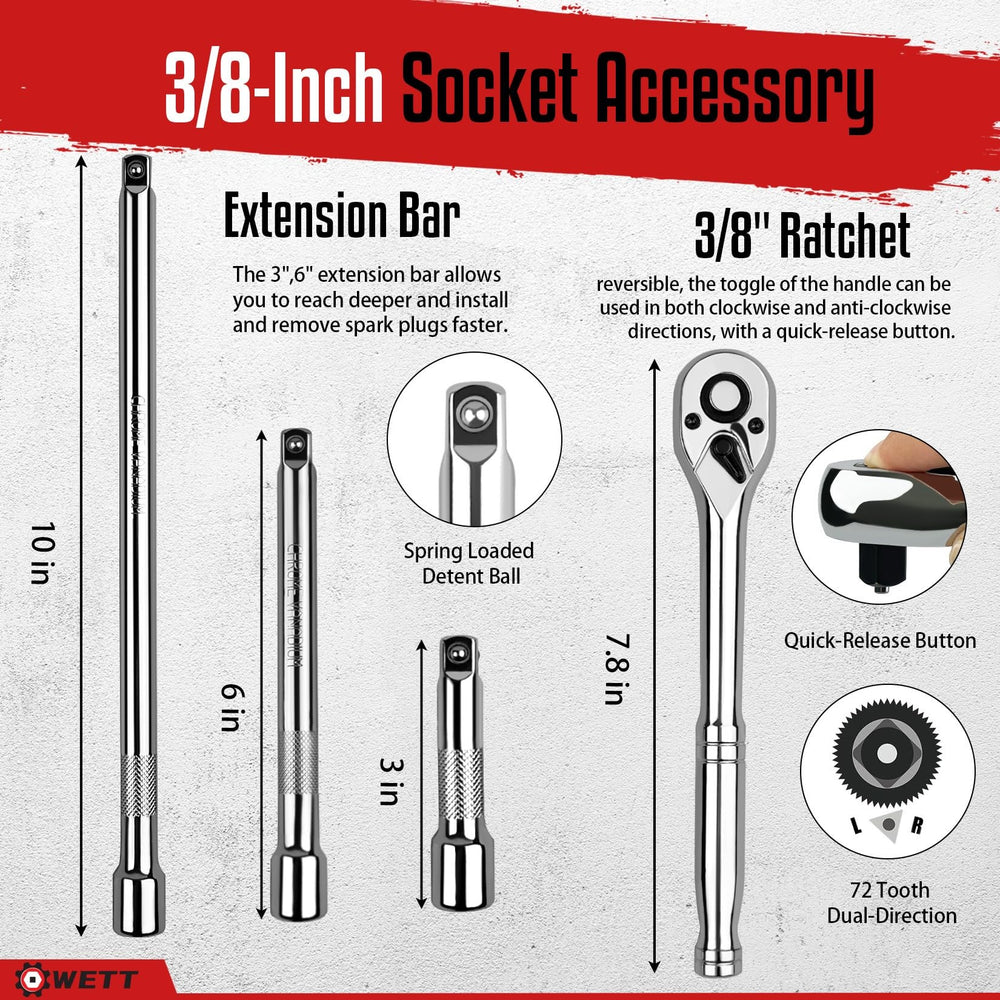 WETT 3/8in ratchet handle enables precise turning