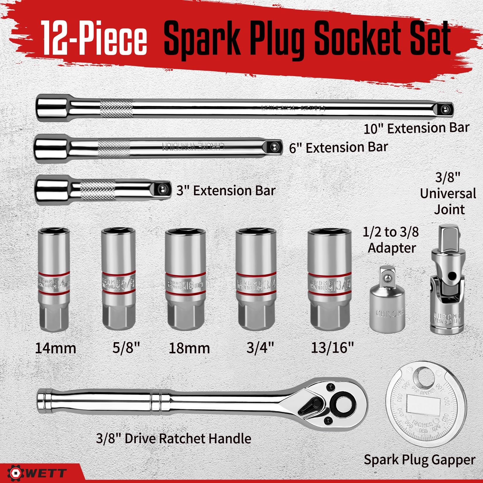 WETT spark plug socket 3-4in with high-torque grip