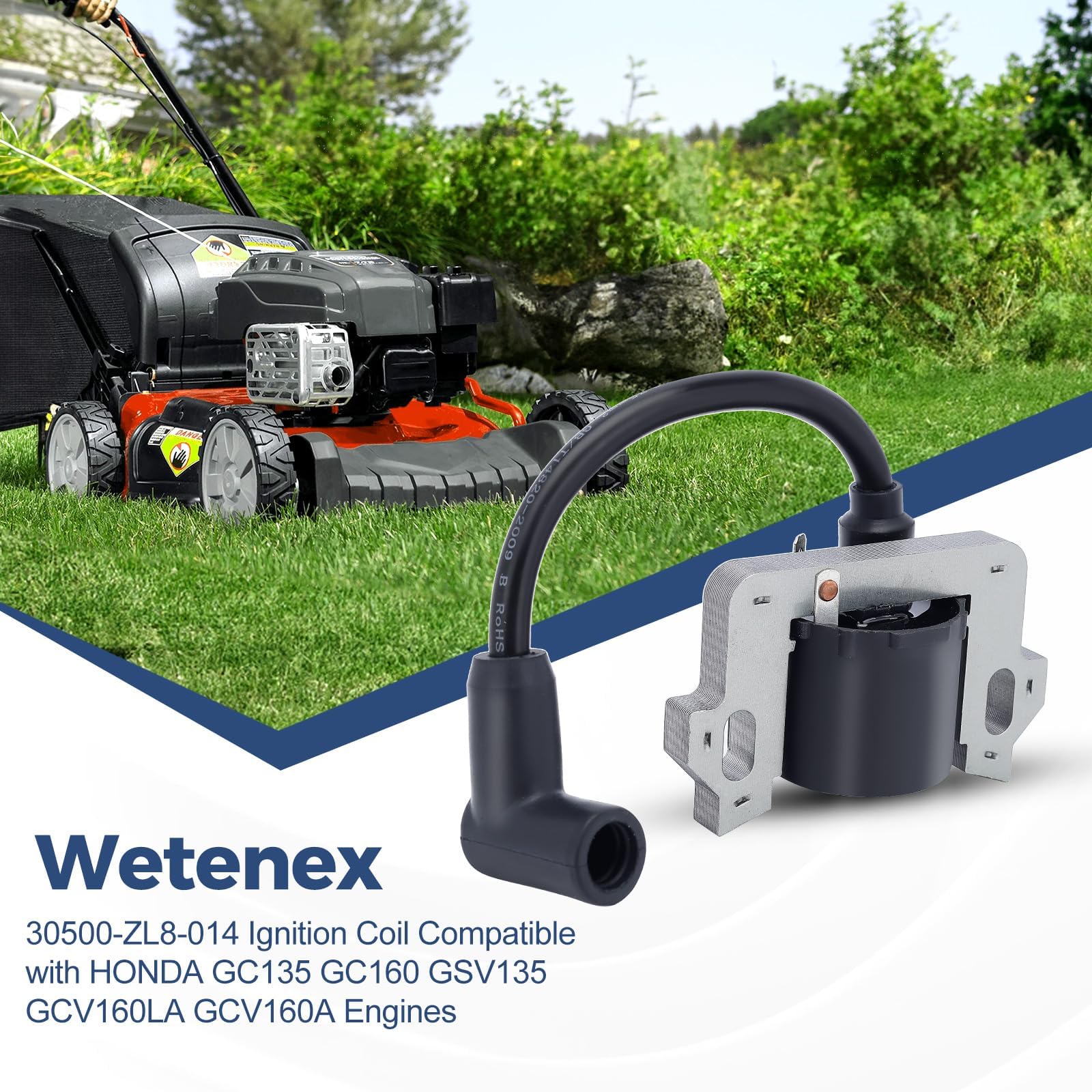 Wetenex GCV160 ignition coil for Honda GC160 fit demonstrates quick installation readiness