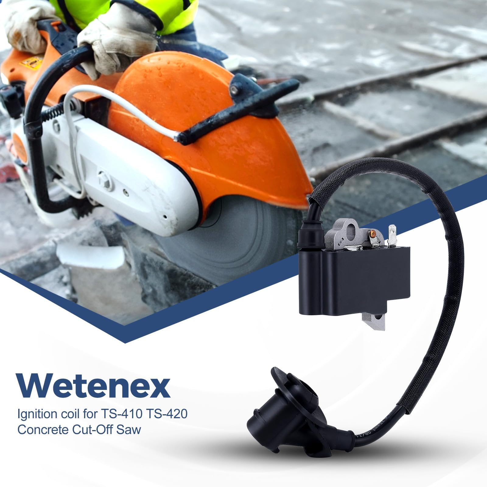 Wetenex TS420 ignition coil side view showing compact, easy-to-install design.