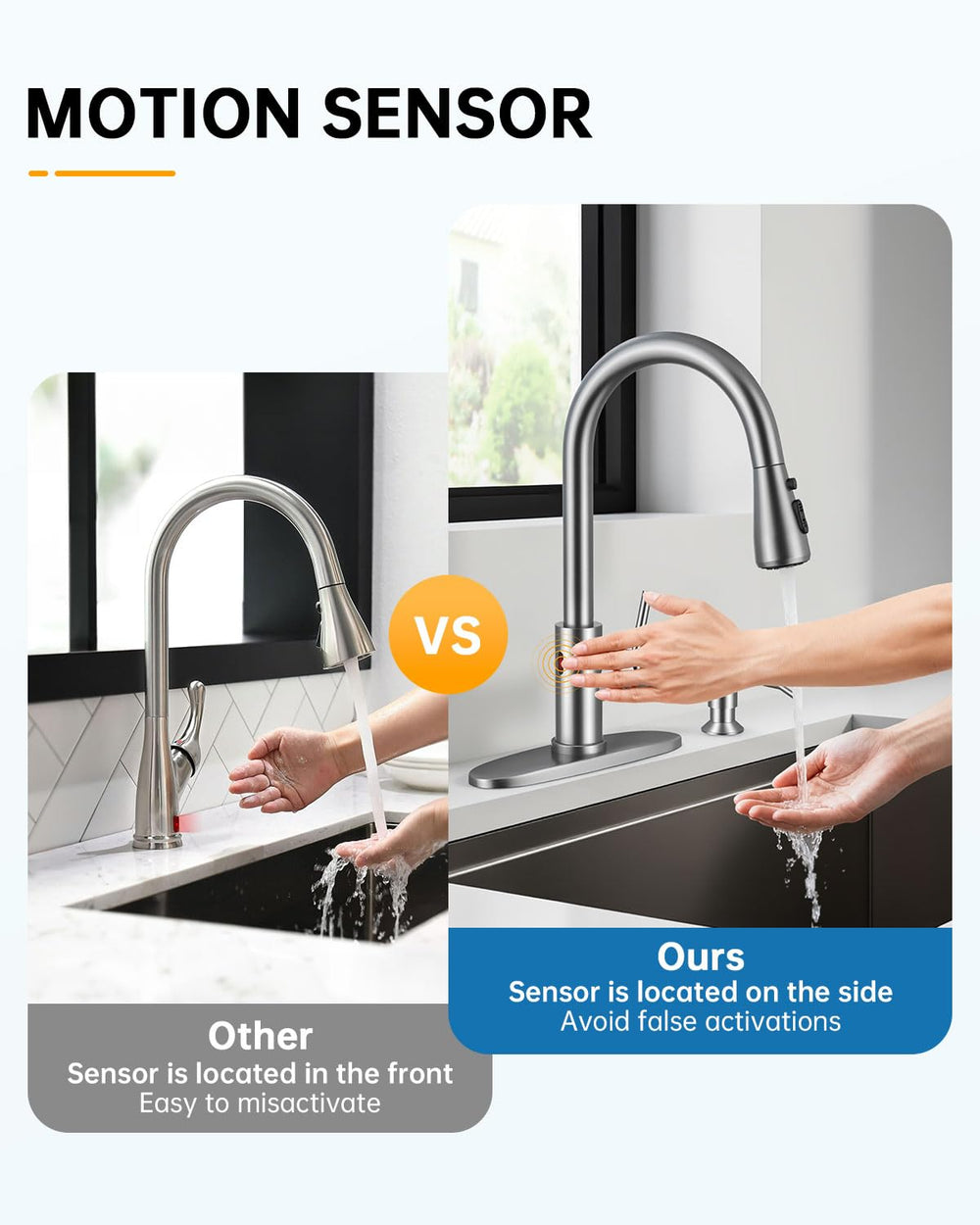 WEWE 15.7-inch spout reach covers large sinks for thorough washing.
