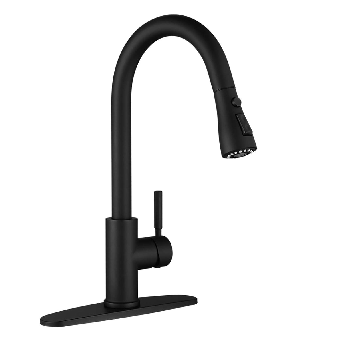 WEWE black kitchen faucet with pull-down sprayer for flexible cleaning