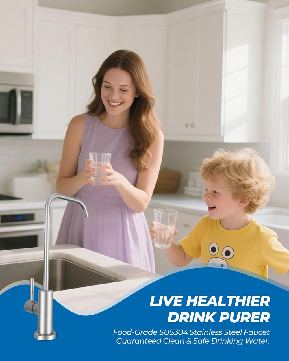 WEWE 90-degree lever enables one‑hand control in busy kitchens.