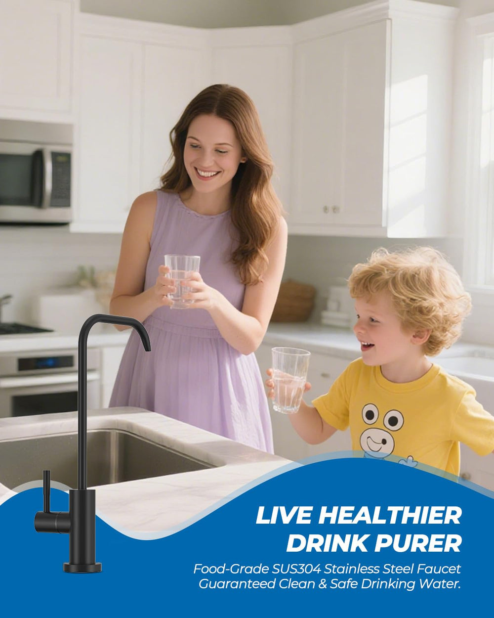 WEWE lever-control faucet demonstrates 90-degree one-handed operation during kitchen tasks
