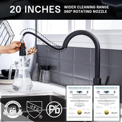 WEWE 360-degree swivel spout enables versatile sink access.