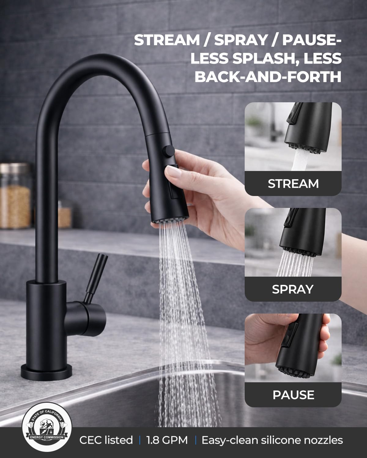 WEWE 360-degree swivel for full sink coverage