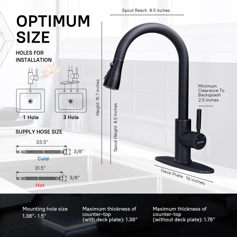WEWE high arc design provides easy reach for large pots and prep tasks.