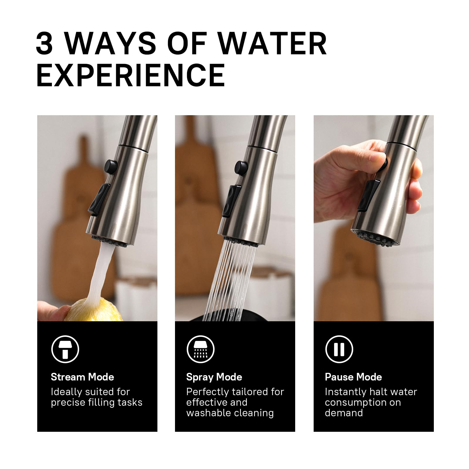 WEWE compatible with one- or three-hole sinks for easy installation.