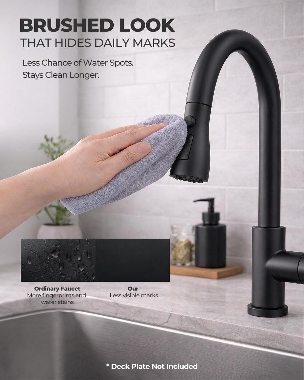 WEWE matte black finish faucet for contemporary kitchens