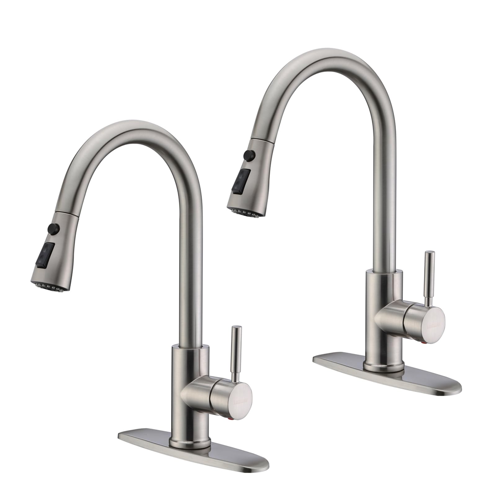 WEWE kitchen faucet pull-down sprayer in brushed nickel for versatile daily tasks.