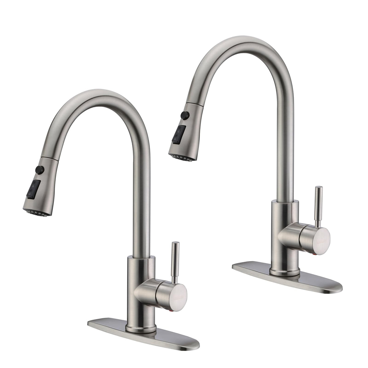 WEWE kitchen faucet pull-down sprayer in brushed nickel for versatile daily tasks.