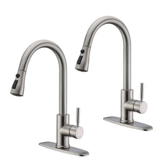 WEWE kitchen faucet pull-down sprayer in brushed nickel for versatile daily tasks.
