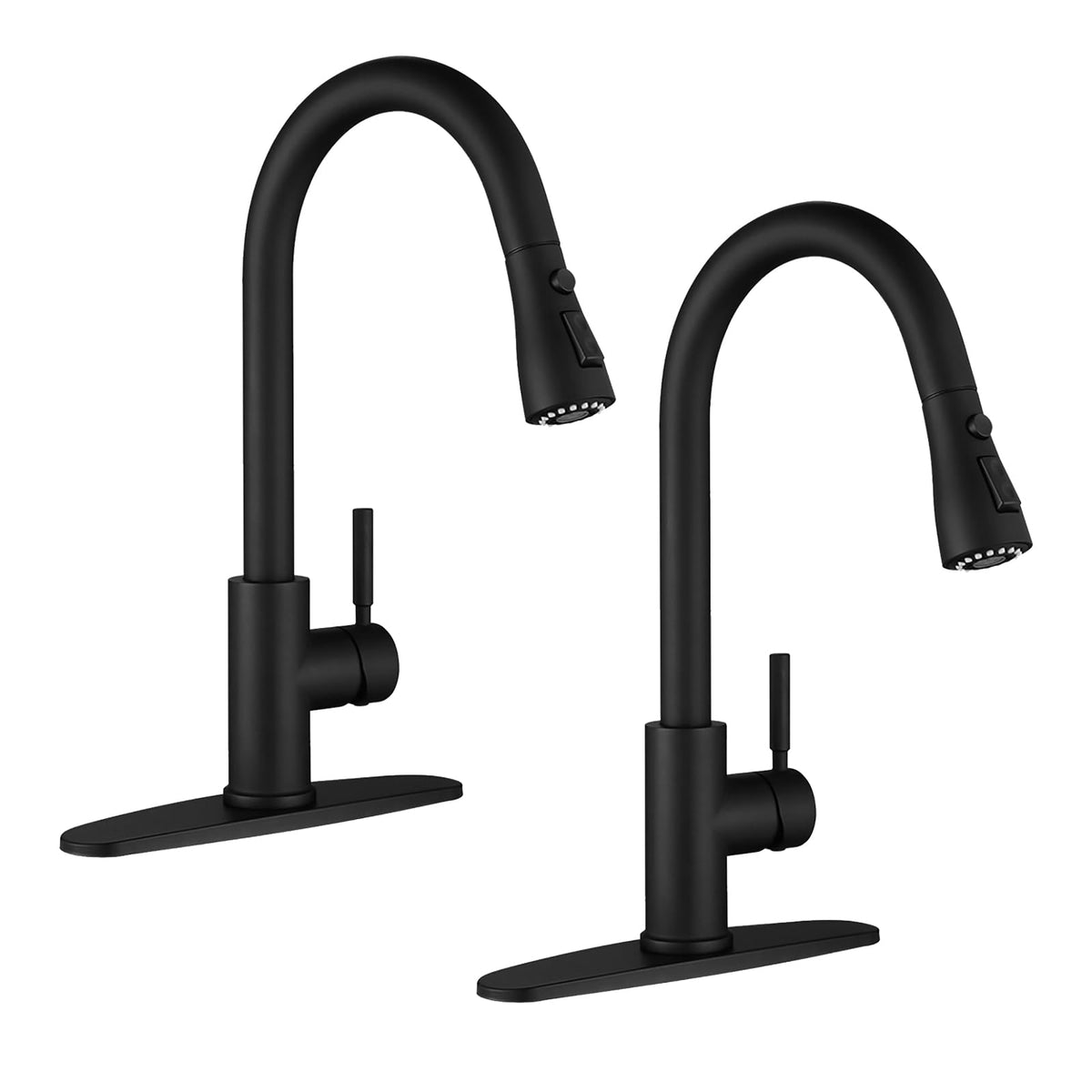 WEWE kitchen faucet with pull-down sprayer in matte black for flexible cleaning