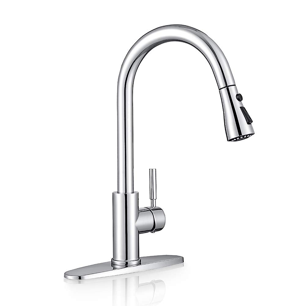 WEWE sink faucet chrome finish close-up for easy cleaning and shine.