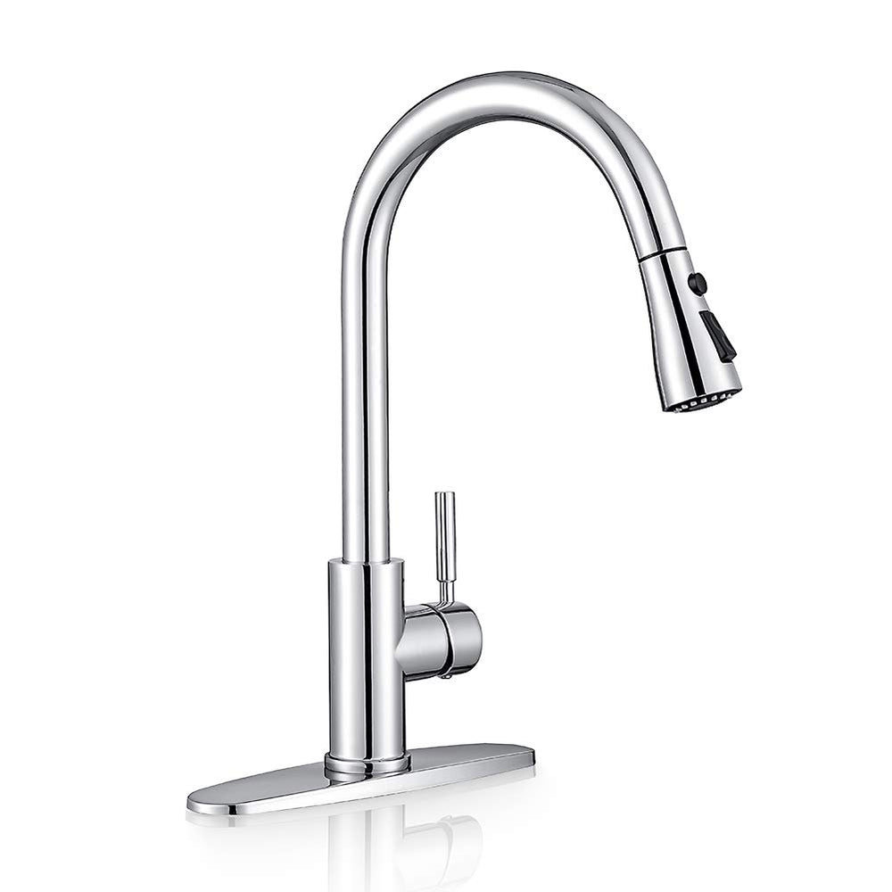 WEWE sink faucet chrome finish close-up for easy cleaning and shine.