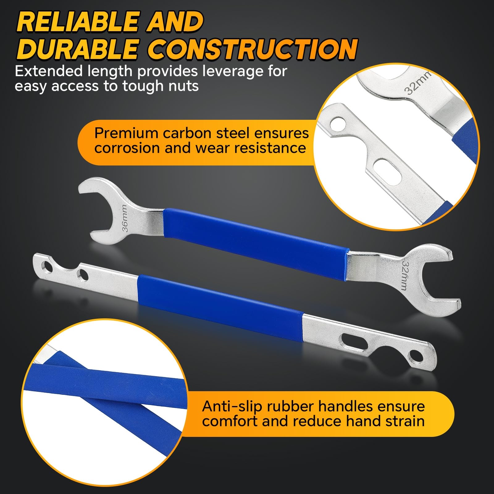 Weyleity 36mm fan clutch wrench for secure precise nut removal.
