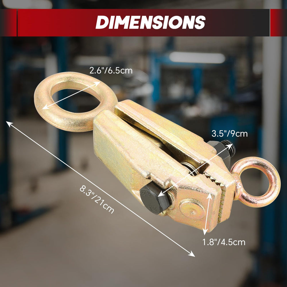 Weyleity 5-ton 2-way clamp straight-pull helps frame alignment in tight spaces.