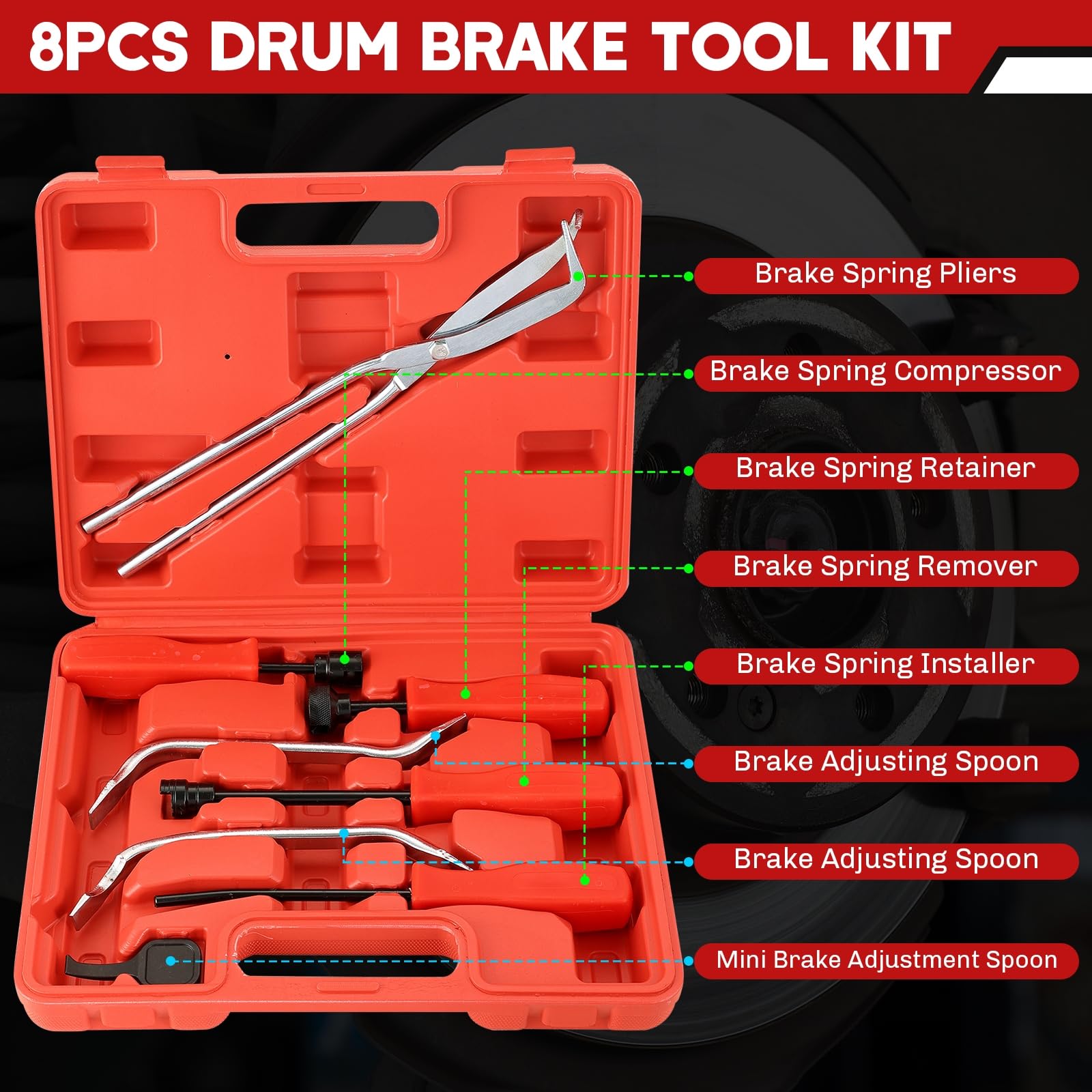 Weyleity brake spring remover tool shows sturdy steel for reliable removal.