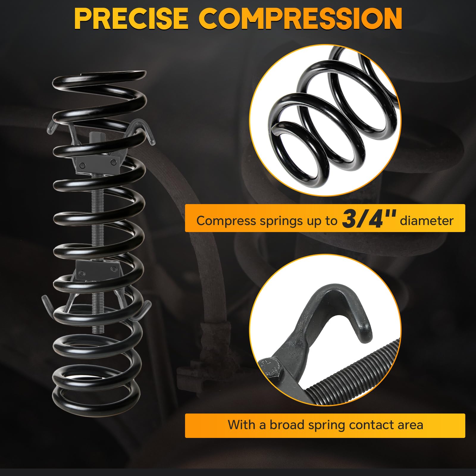 weyleity coil spring compressor tool kit detent latches reinforce safety during compression