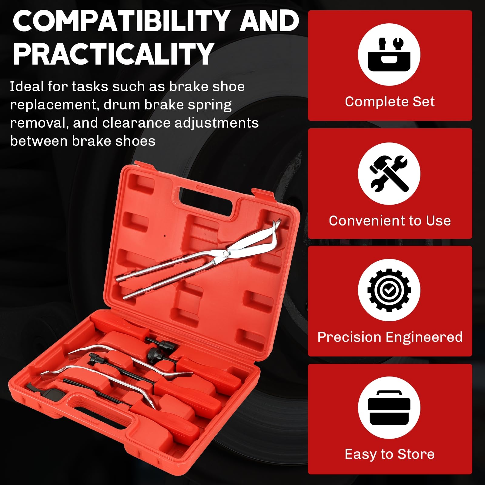 Weyleity compact storage case organizes tools for portable brake maintenance.