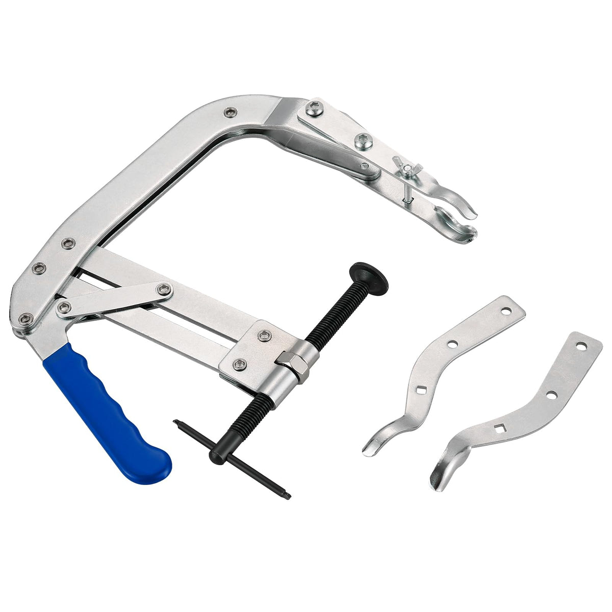 Weyleity universal 8-inch valve spring compressor in use for easy operation in tight engine bays.