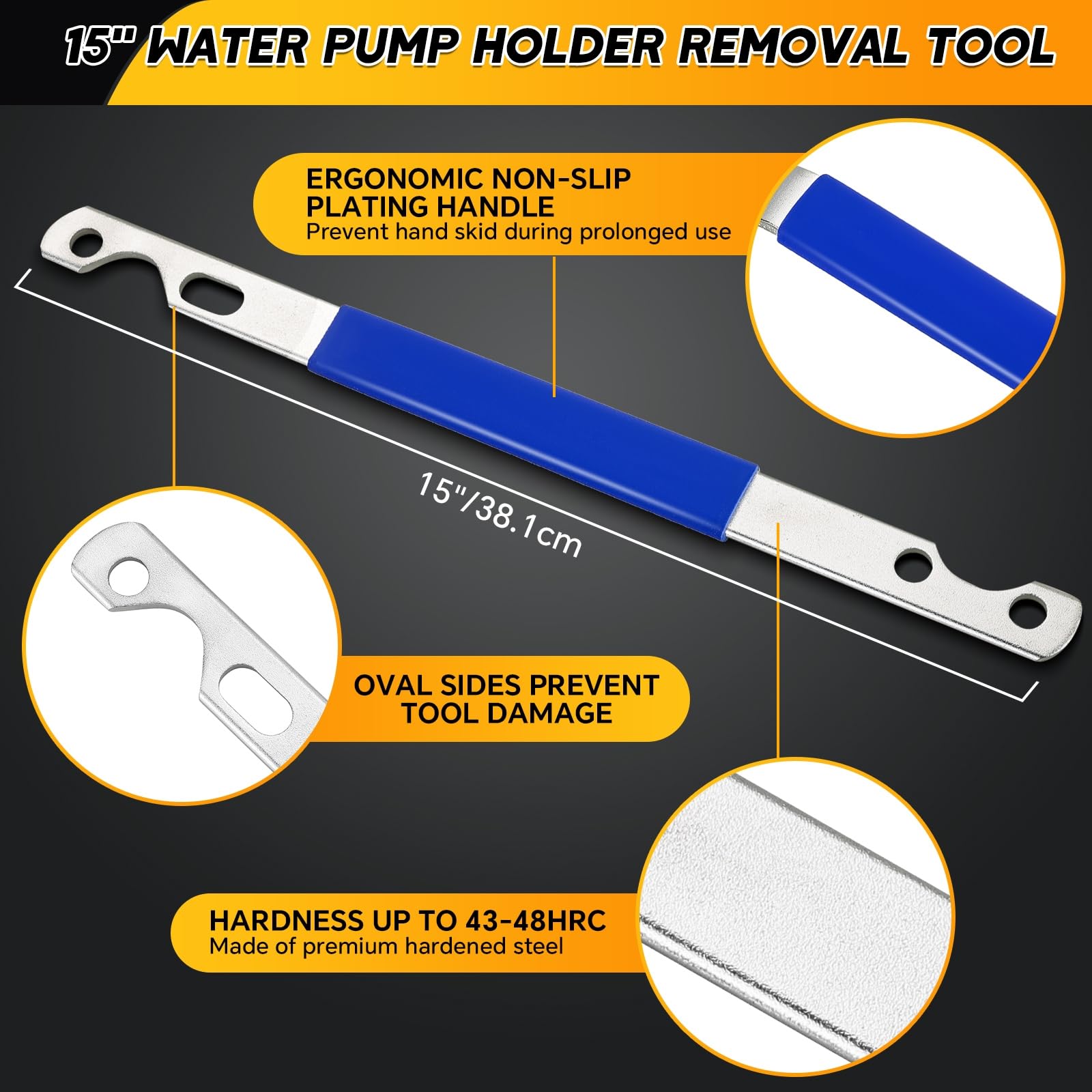 Weyleity water pump pulley holder supporting safe alignment during removal.