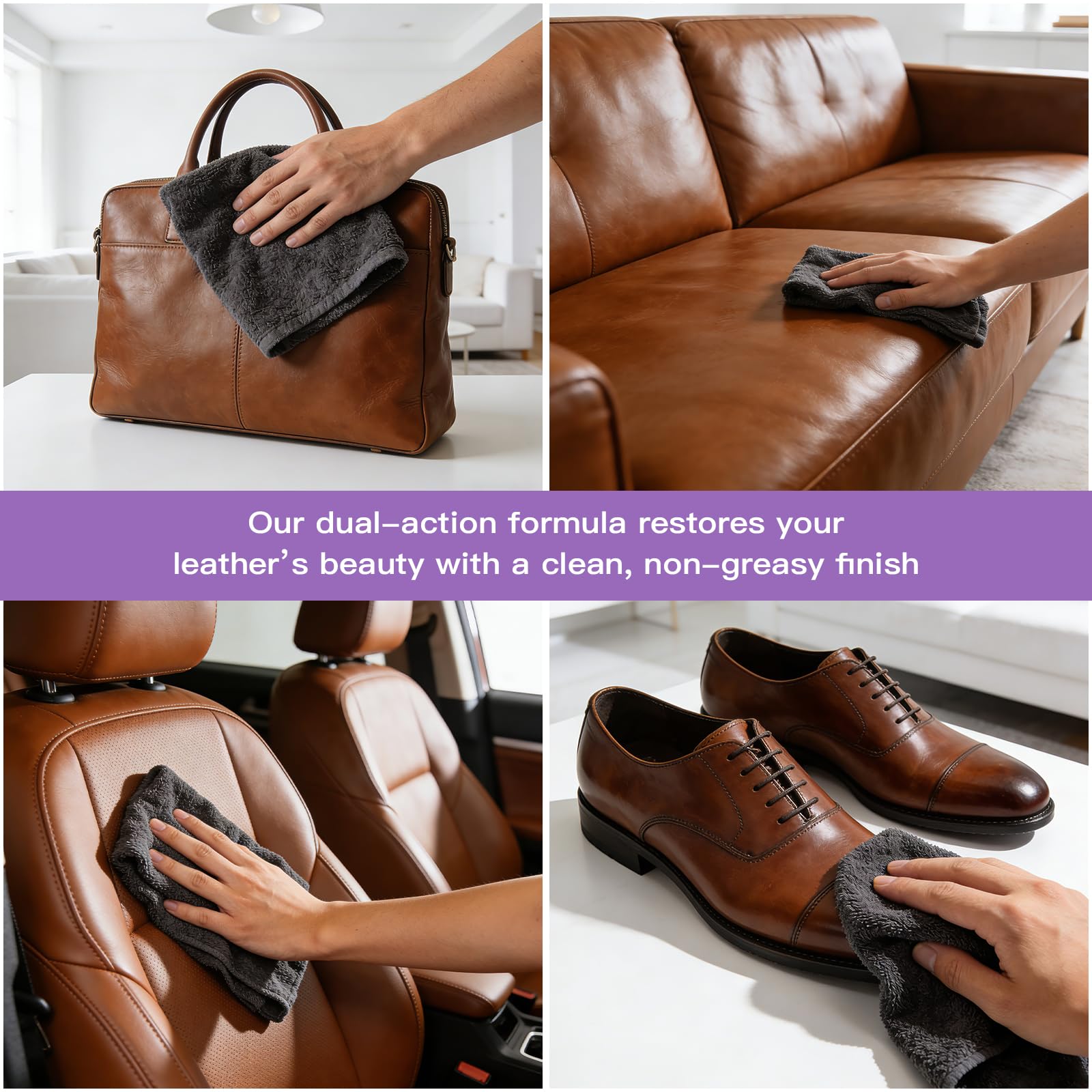 WEYSTOM leather cleaner conditioner on car seat for quick protection