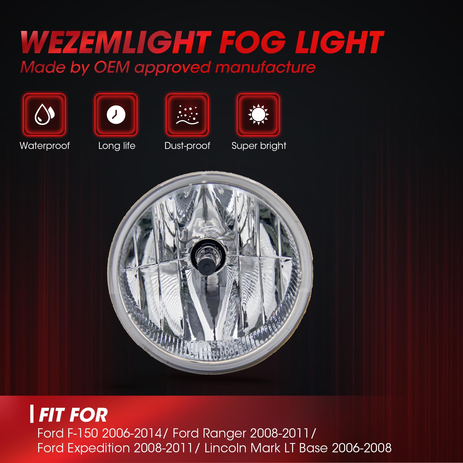 Wezemlight clear lens fog light bulbs provide strong, reliable illumination