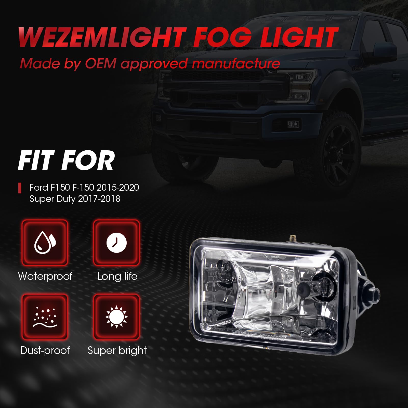 WEZEMLIGHT fog light housing closeup highlights heavy-duty construction