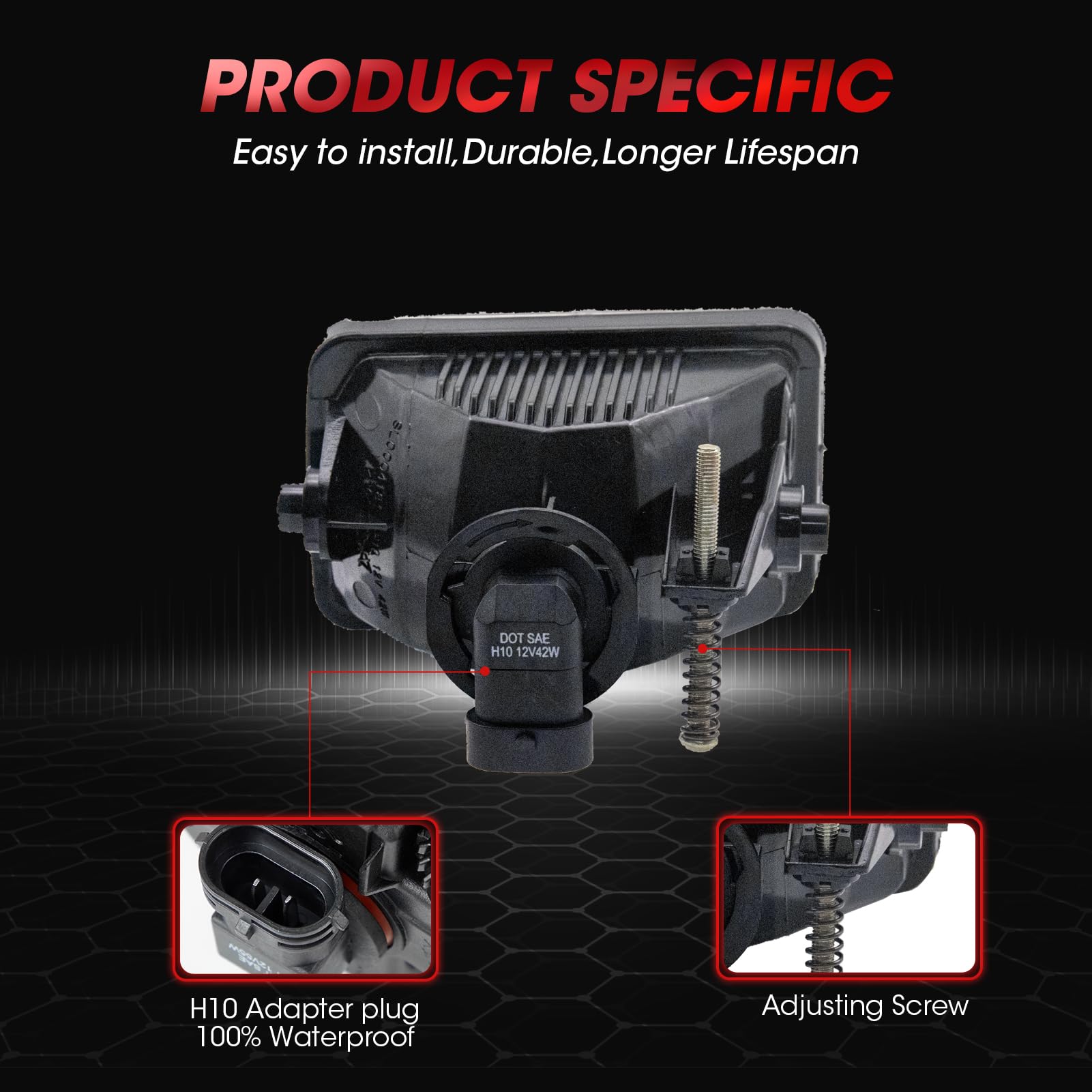 WEZEMLIGHT fog light sealed-back design protects against dust