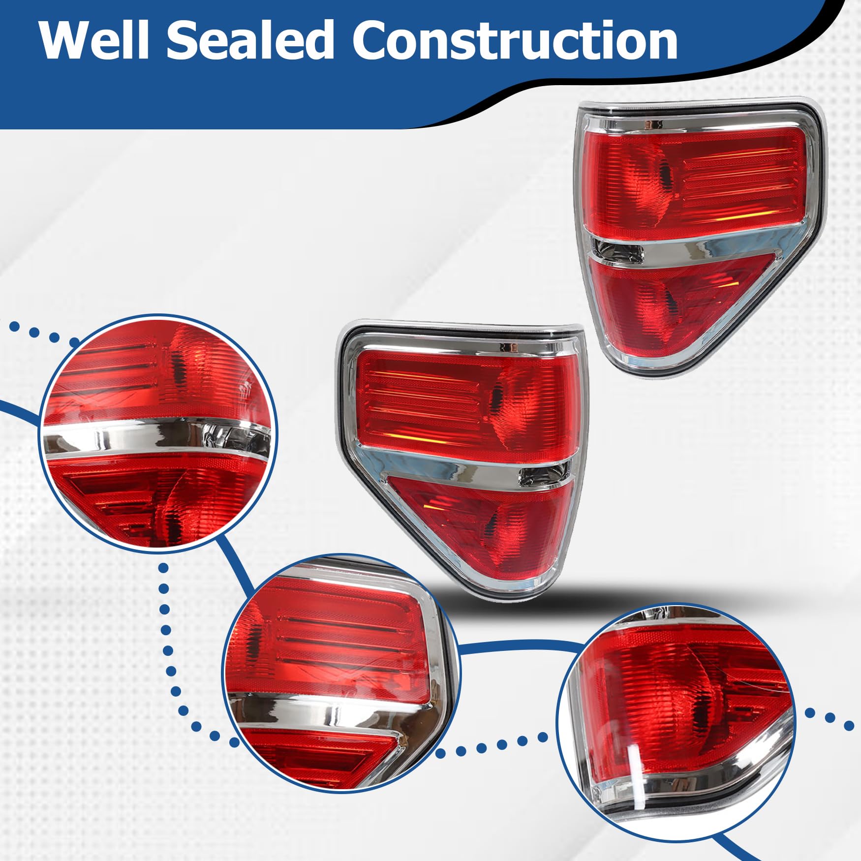 Close-up of impact resistant tail light lens on WFLNHB F-150.