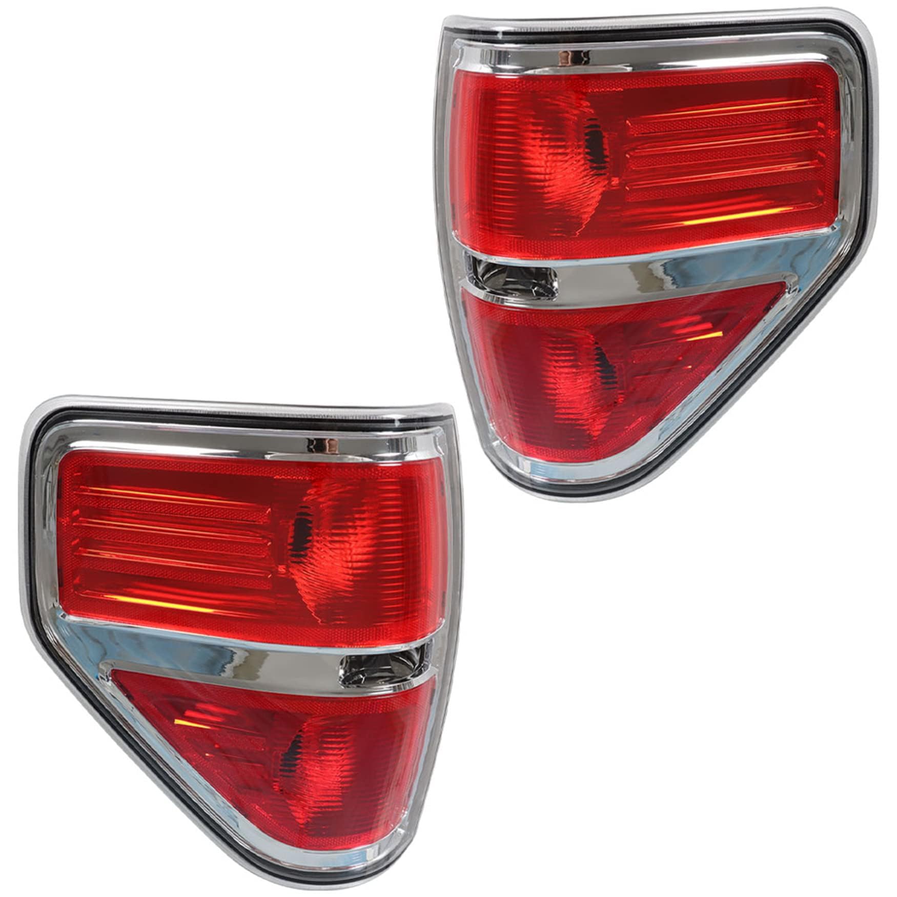 WFLNHB F-150 tail light pair with red lenses and chrome housing.