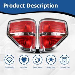 Right side tail light for Ford F-150 with red lens and chrome housing.