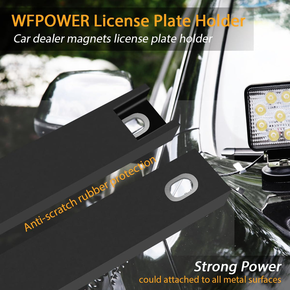 WFPOWER no-drill magnet mounts securely on metal surfaces.