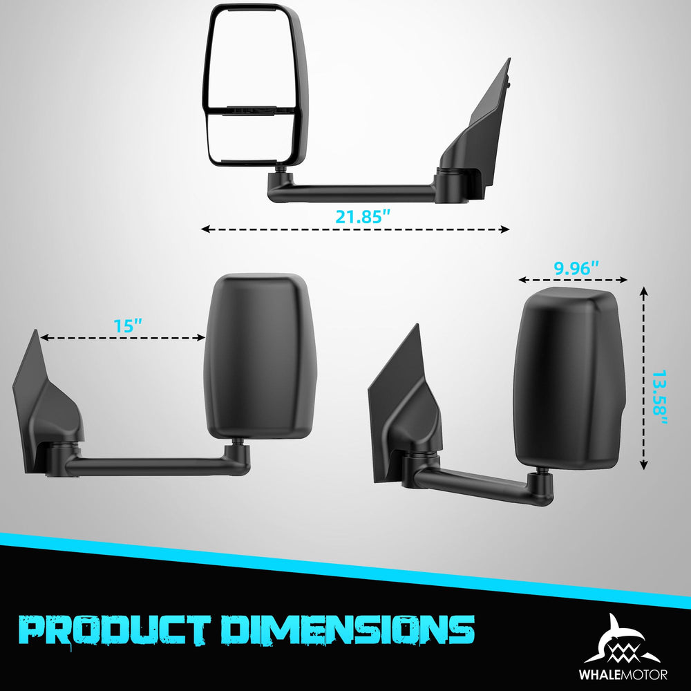 Whalemotor durable tow mirror construction withstands long-distance towing.
