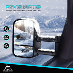WHALEMOTOR heated tow mirror with LED turn signal boosts lane changes.
