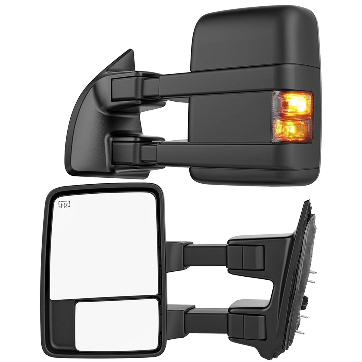 WHALEMOTOR smoked heated tow mirrors front view improves towing visibility