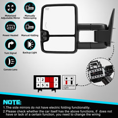 WHALEMOTOR smoked power heated tow mirror convex view improves rear visibility