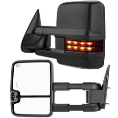 WHALEMOTOR smoked power heated tow mirrors, driver-side view for improved lane awareness while towing.