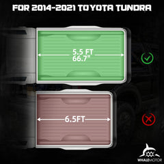 WHALEMOTOR side profile of the Toyota Tundra with the cover for a cleaner bed line.